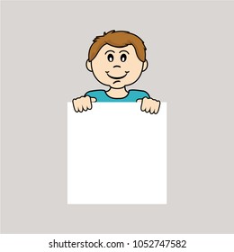child holding paper vector drawing