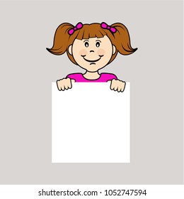 child holding paper vector drawing