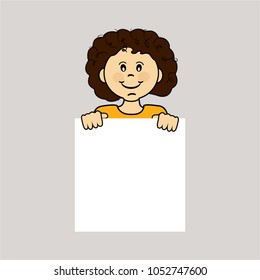 child holding paper vector drawing