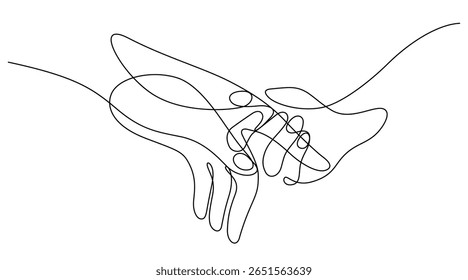 child holding parent hand decorative handdrawn. one line drawing of family love relationship minimalism