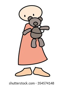 child holding teddy bear