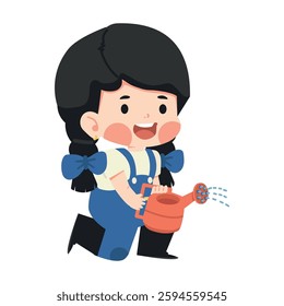 child holding a watering can