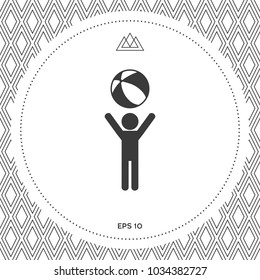 Child holds children toy, bouncy ball - icon