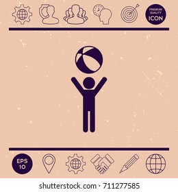Child holds children's toy, bouncy ball - icon