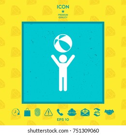 Child holds children's toy, bouncy ball - icon