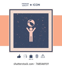 Child holds children's toy, bouncy ball - icon