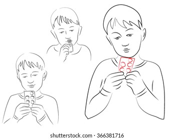 child holds a toy in hands. Vector illustration