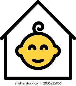 child house vector line colour icon