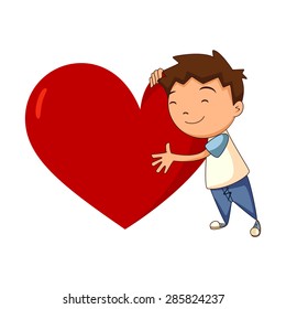 Child Hugging Heart Vector Illustration Stock Vector (Royalty Free ...