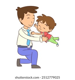 Filho abraçando pai, ilustração de vetor