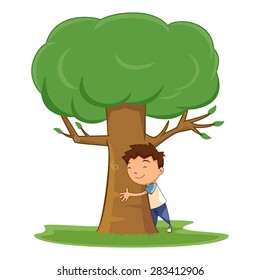 Child Hugging Tree