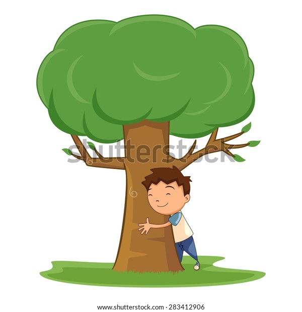 Child Hugging Tree Stock Vector (Royalty Free) 283412906 | Shutterstock