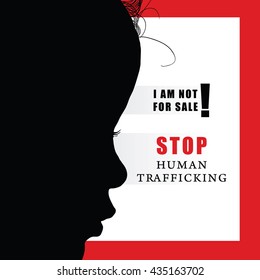 Child With Human Trafficking Sign Illustration Silhouette