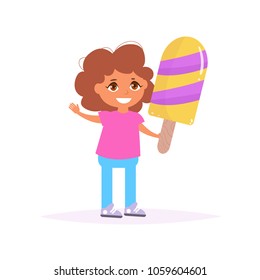 Child with ice cream Vector. Cartoon. Isolated art on white background. Flat