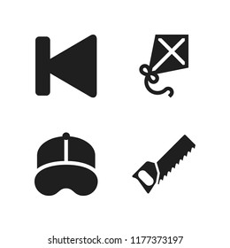 child icon. 4 child vector icons set. handsaw, kite and back icons for web and design about child theme