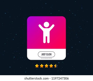 Child icon. Happy young boy symbol. Person silhouette. Web or internet child icon design. Rating stars. Just click button. Vector