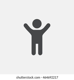 Child icon. Happy young boy symbol. Person silhouette. Flat icon on white background. Vector