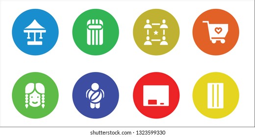 child icon set. 8 filled child icons.  Simple modern icons about  - Swing, Girl, Inflatable, Childhood, Community, Blackboard, Solidarity