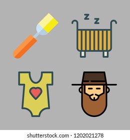 child icon set. vector set about cradle, brush, baby clothes and hebrew icons set.