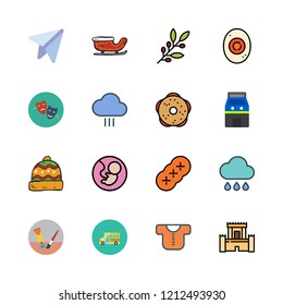child icon set. vector set about rain, school bus, hebrew and fetus icons set.