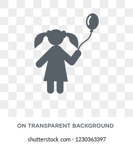 child icon. Trendy flat vector child icon on transparent background from family relations collection. 