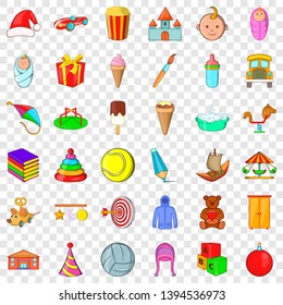 Child icons set. Cartoon style of 36 child vector icons for web for any design