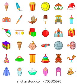 Child icons set. Cartoon style of 36 child vector icons for web isolated on white background