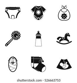 Child icons set. Simple illustration of 9 child vector icons for web