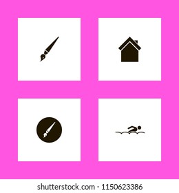 child icons. swimming, brush and home vector icons set