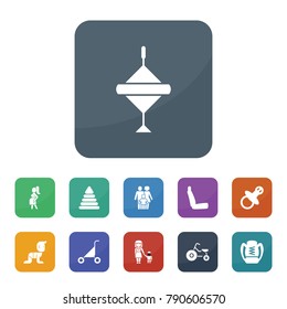 Child icons. vector collection filled child icons such as chair, pyramid toy, pregnant, mother and son, tricycle, baby, spinning top, family, baby buggy, nipple