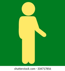 Child Idler vector icon. Style is flat symbol, yellow color, rounded angles, green background.