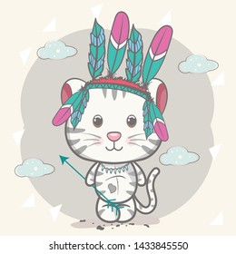 child illustration cute baby cat  - vector