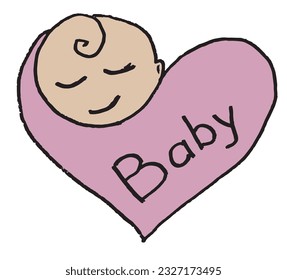 Child illustration image. 
Hand drawn image artwork of a baby. 
Simple cute original logo.
Hand drawn vector illustration for posters, cards, t-shirts.