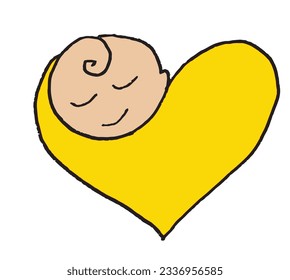Child illustration image. 
Hand drawn image artwork of a baby. 
Simple cute original logo.
Hand drawn vector illustration for posters, cards, t-shirts.