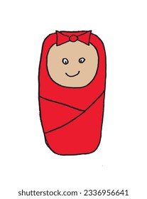 Child illustration image. 
Hand drawn image artwork of a baby. 
Simple cute original logo.
Hand drawn vector illustration for posters, cards, t-shirts.