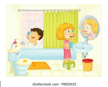 Child illustration on a white background