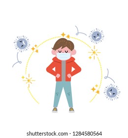 Child illustration to protect yourself from virus