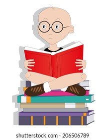 child illustration reading a book