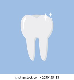 Child illustration of white teeth. Tooth character expression. Oral hygiene. Dentistry concept vector. Healthy tooth. Clean, simple style