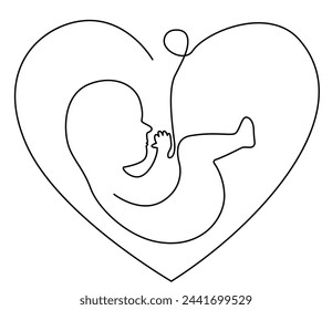 Child inside a heart abstract stroke vector on a white background