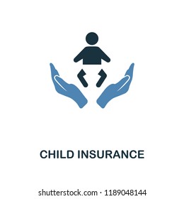 Child Insurance icon in two color design. Line style icon from insurance collection. UX and UI. Pixel perfect premium child insurance icon. For web design, apps, software and printing.