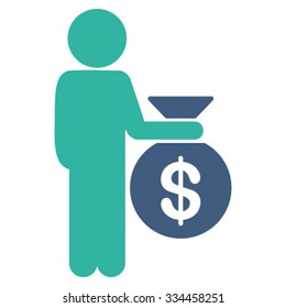Child Investor vector icon. Style is bicolor flat symbol, cobalt and cyan colors, rounded angles, white background.