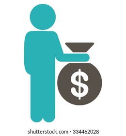 Child Investor vector icon. Style is bicolor flat symbol, grey and cyan colors, rounded angles, white background.