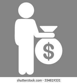 Child Investor vector icon. Style is flat symbol, white color, rounded angles, gray background.