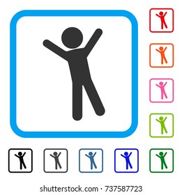 Child Joy icon. Flat grey iconic symbol inside a light blue rounded square. Black, gray, green, blue, red, orange color variants of Child Joy vector. Designed for web and application interfaces.