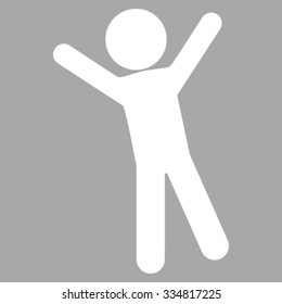 Child Joy vector icon. Style is flat symbol, white color, rounded angles, silver background.