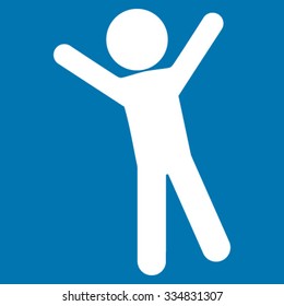 Child Joy vector icon. Style is flat symbol, white color, rounded angles, blue background.