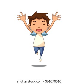 Child jumping, vector illustration

