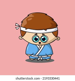 Child Karate Cartoon Isolated Premium Vector