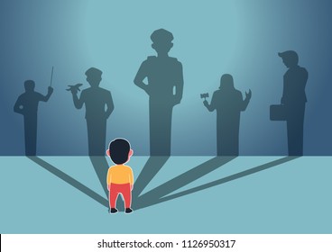 Child Kid with Future Careers in Shadow Illustration